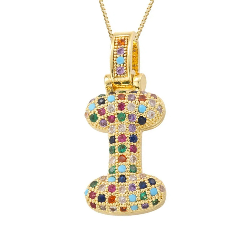 Collier Lettre Bubble Couleur i