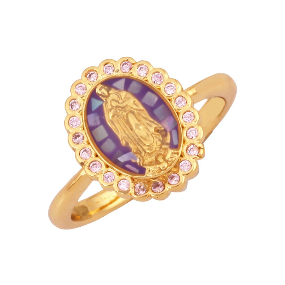 Bague Vierge Marie Nacre violet