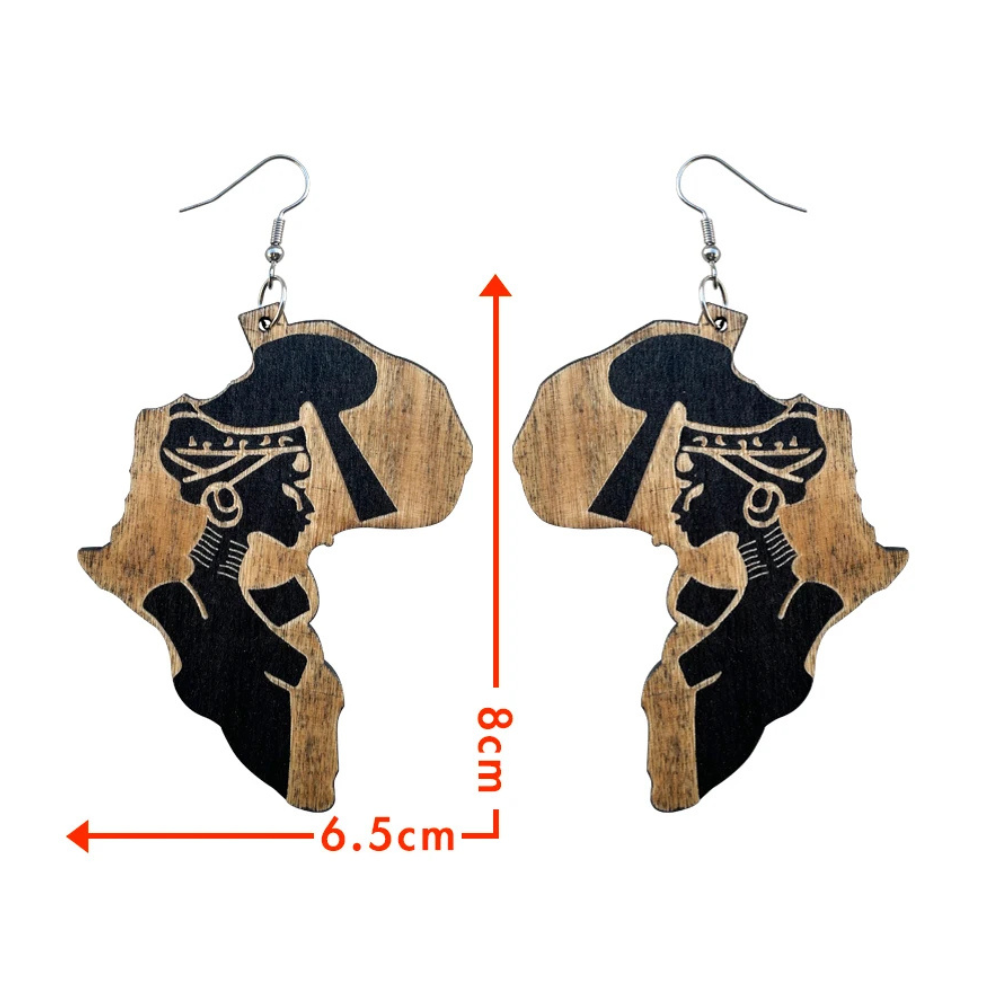 paire Boucles d'Oreilles Afrique en Bois