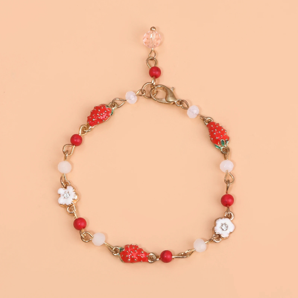 Bracelet Fraise avec Fleur