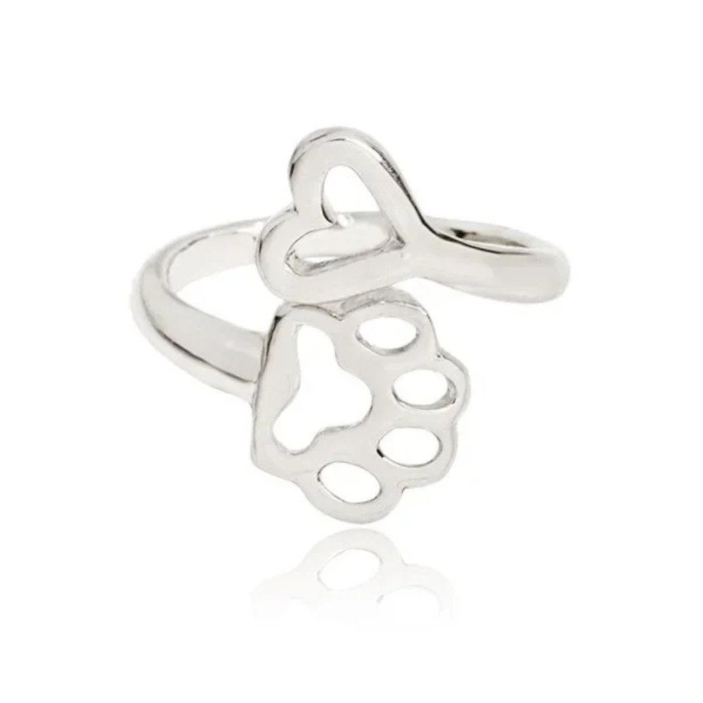 Bague Patte Chien Coeur argent