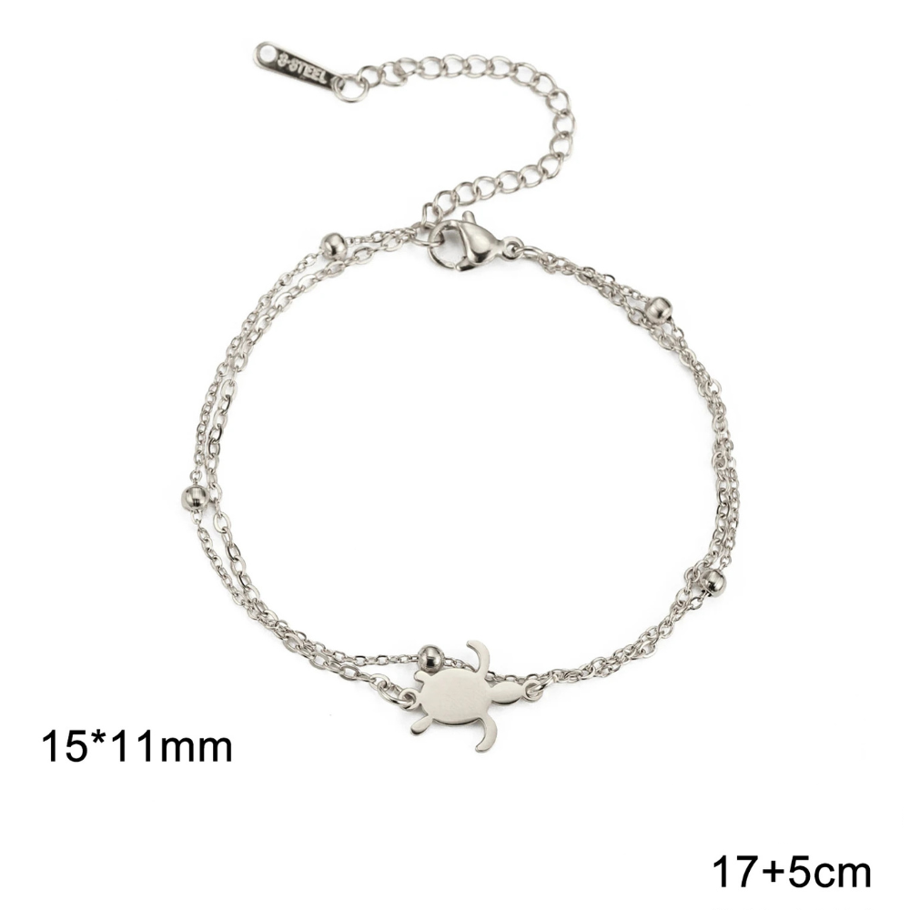 Bracelet Tortue Acier Argenté inoxydable
