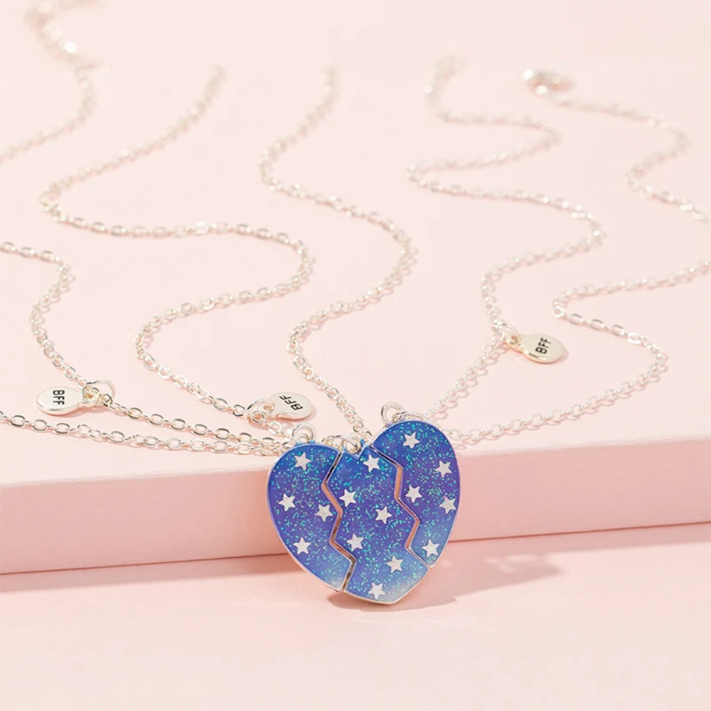 Collier BFF Coeur bleu argent