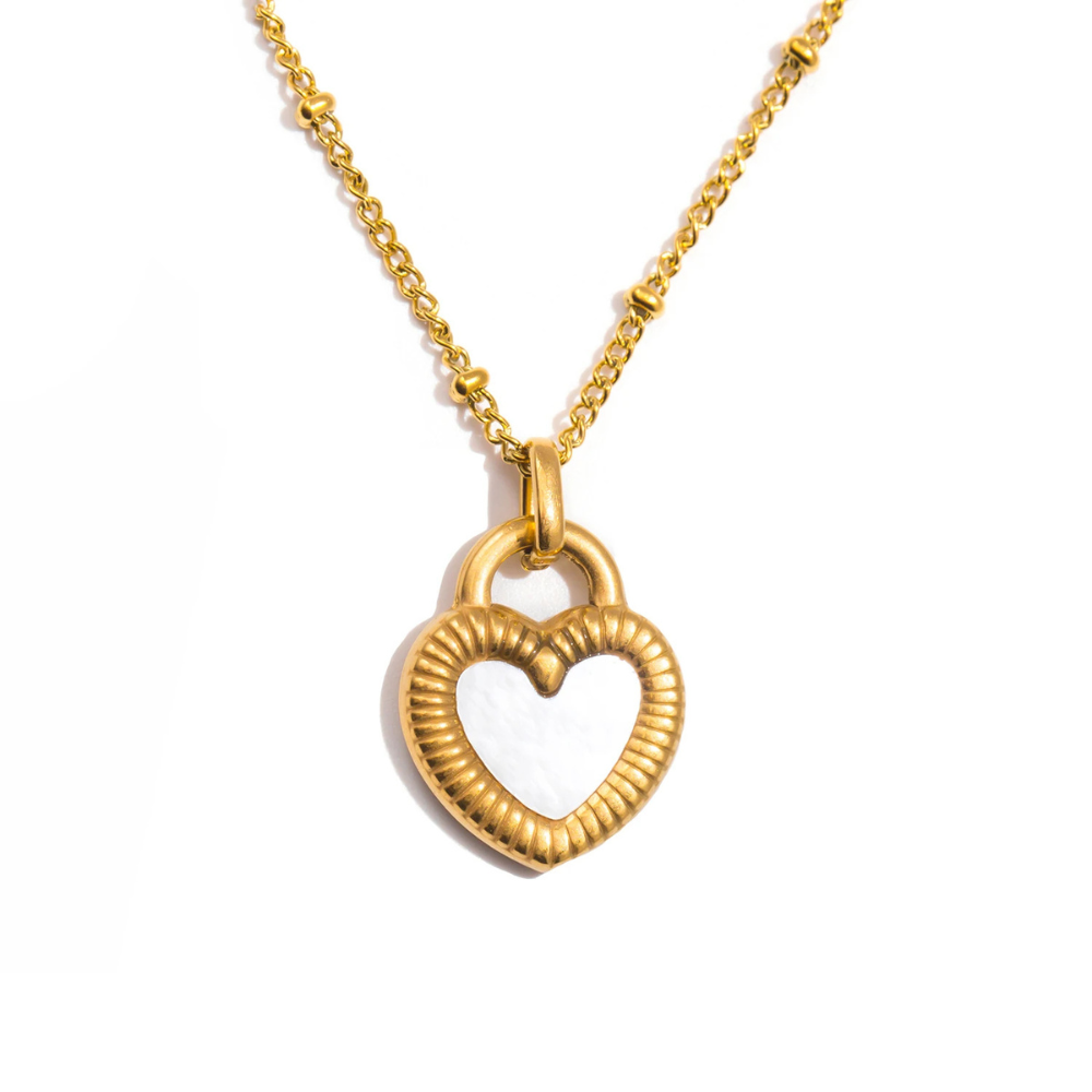 Collier Doré Coeur Blanc