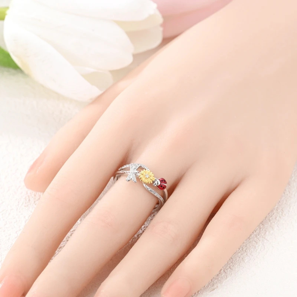 Bague Coccinelle Fleur