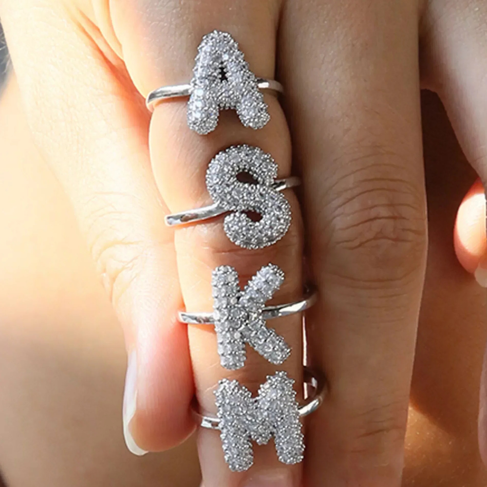 Bague Lettre Bubble inox