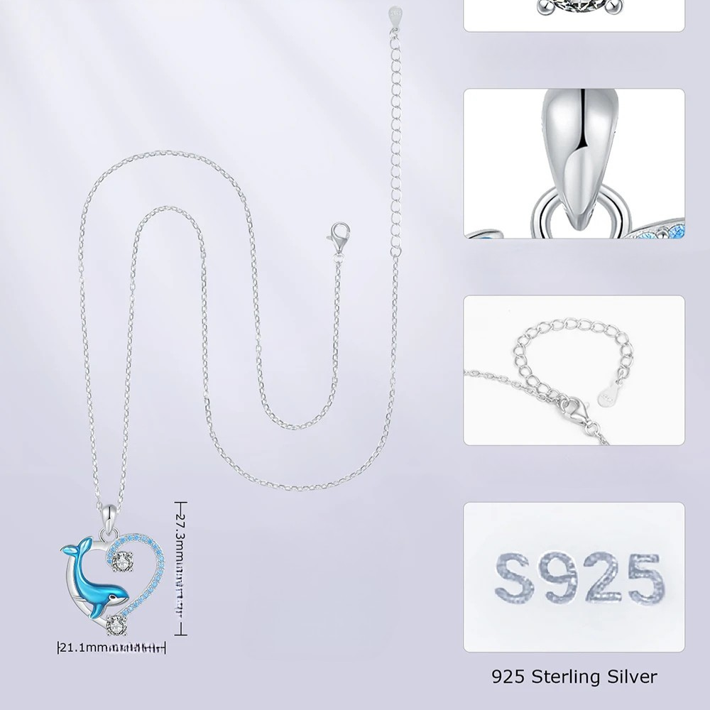 Collier Coeur Baleine bleue