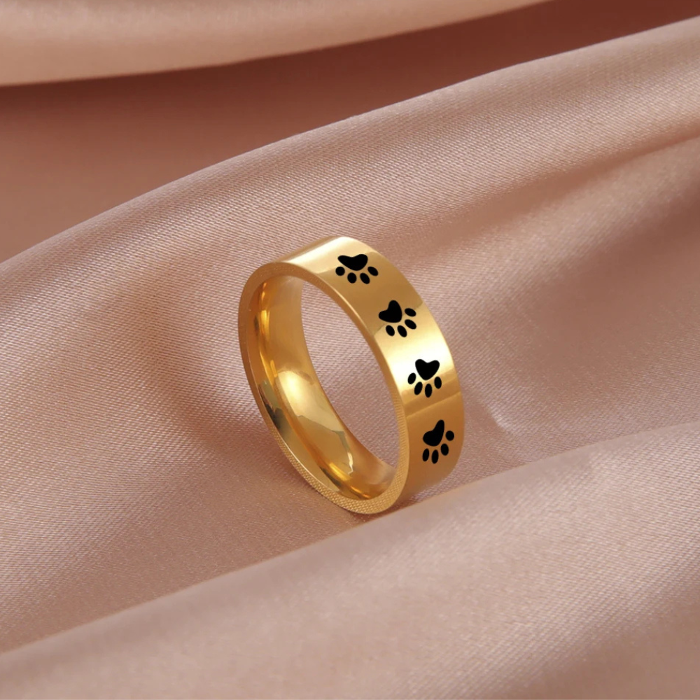 Anneau Dessin Pattes de Chien doré