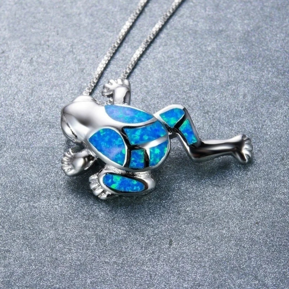 Collier Grenouille Bleue acier inxydable