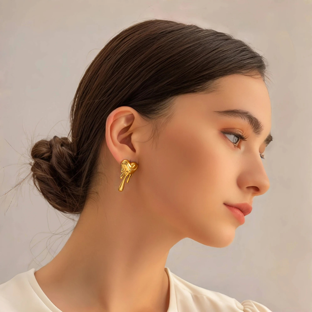 Boucles d'Oreilles Coeur Lave or