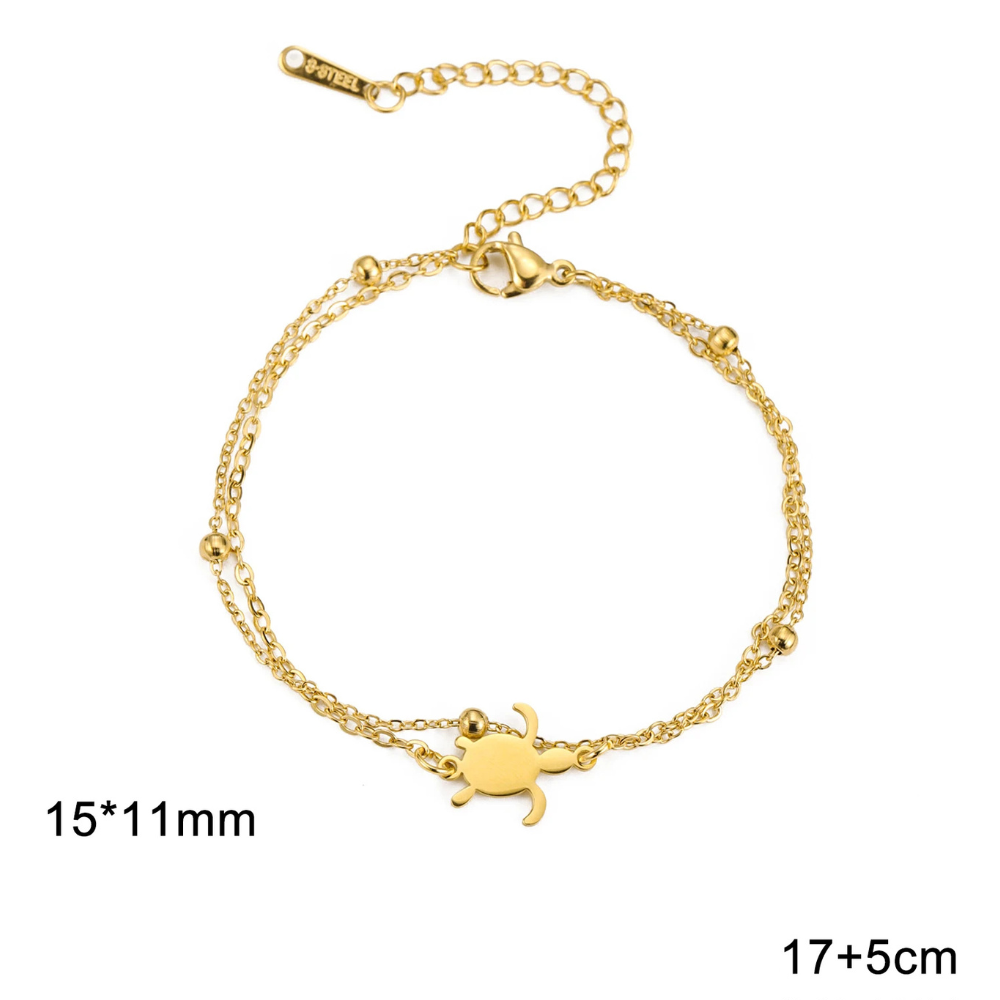 Bracelet Tortue Acier Doré breloque