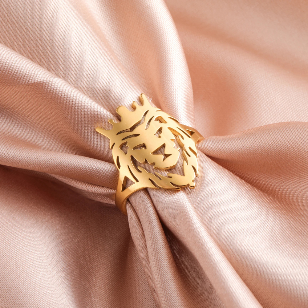 Bague Lion Couronne acier