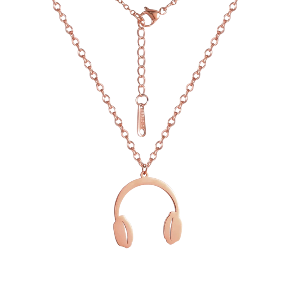 Collier Casque de Musique rose