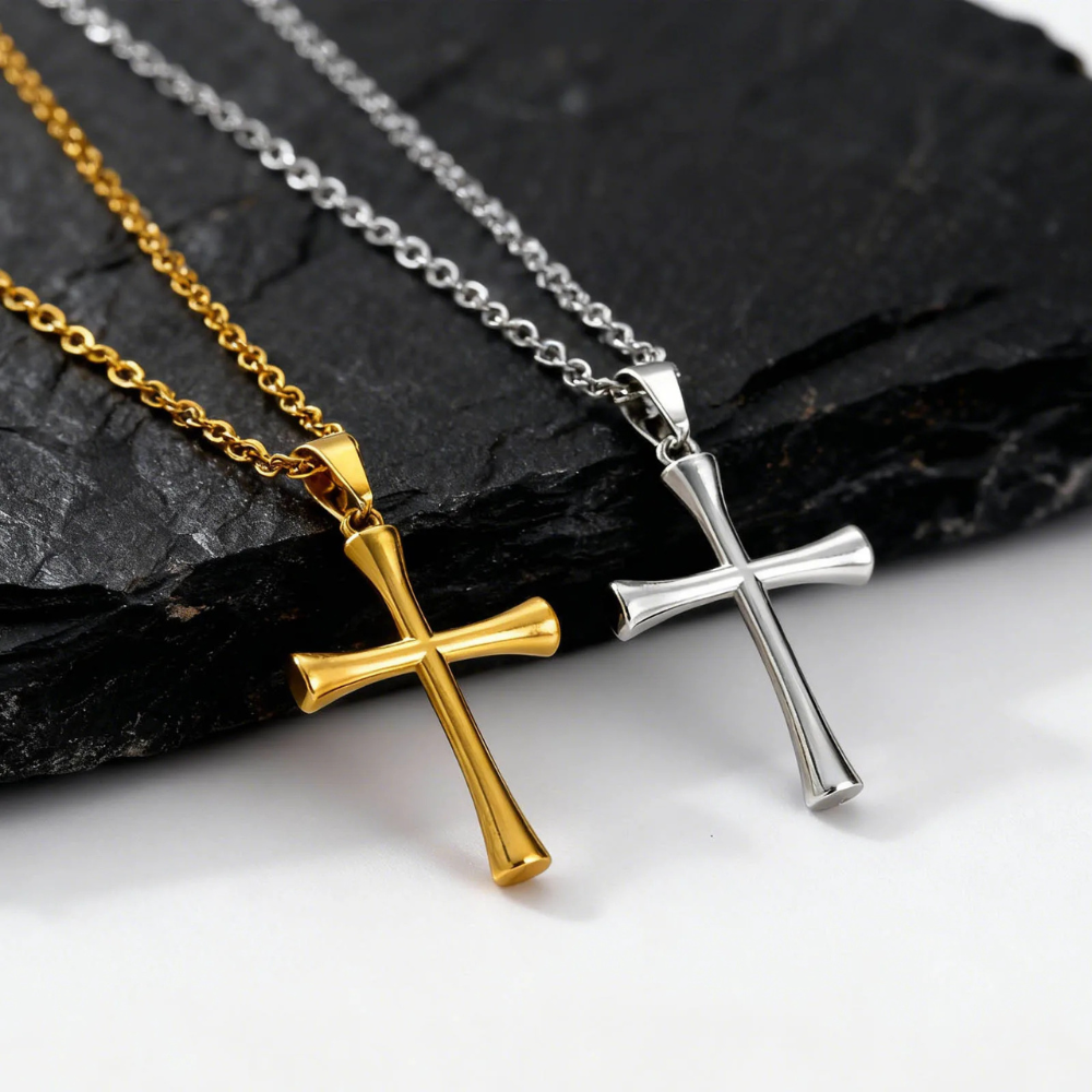 Collier Croix Minimaliste Homme argenté