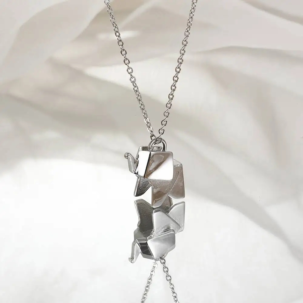 Collier Éléphant papier argent