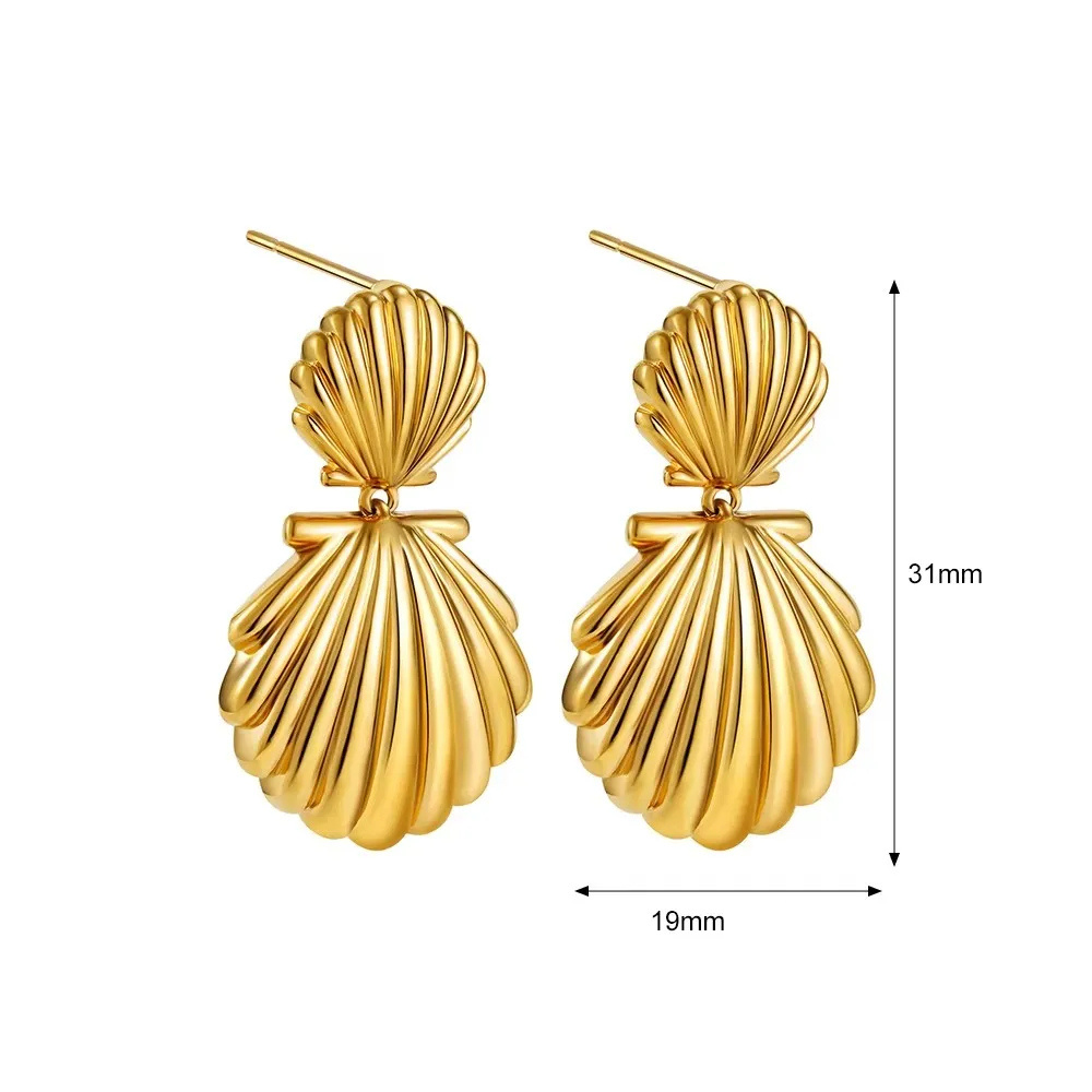 Boucles d'Oreilles Double Coquillage doré
