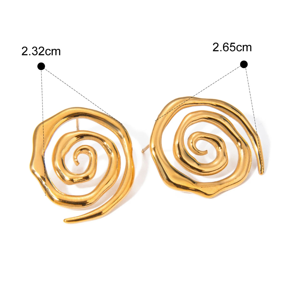 Boucles d'Oreilles Spirale Dorée acier