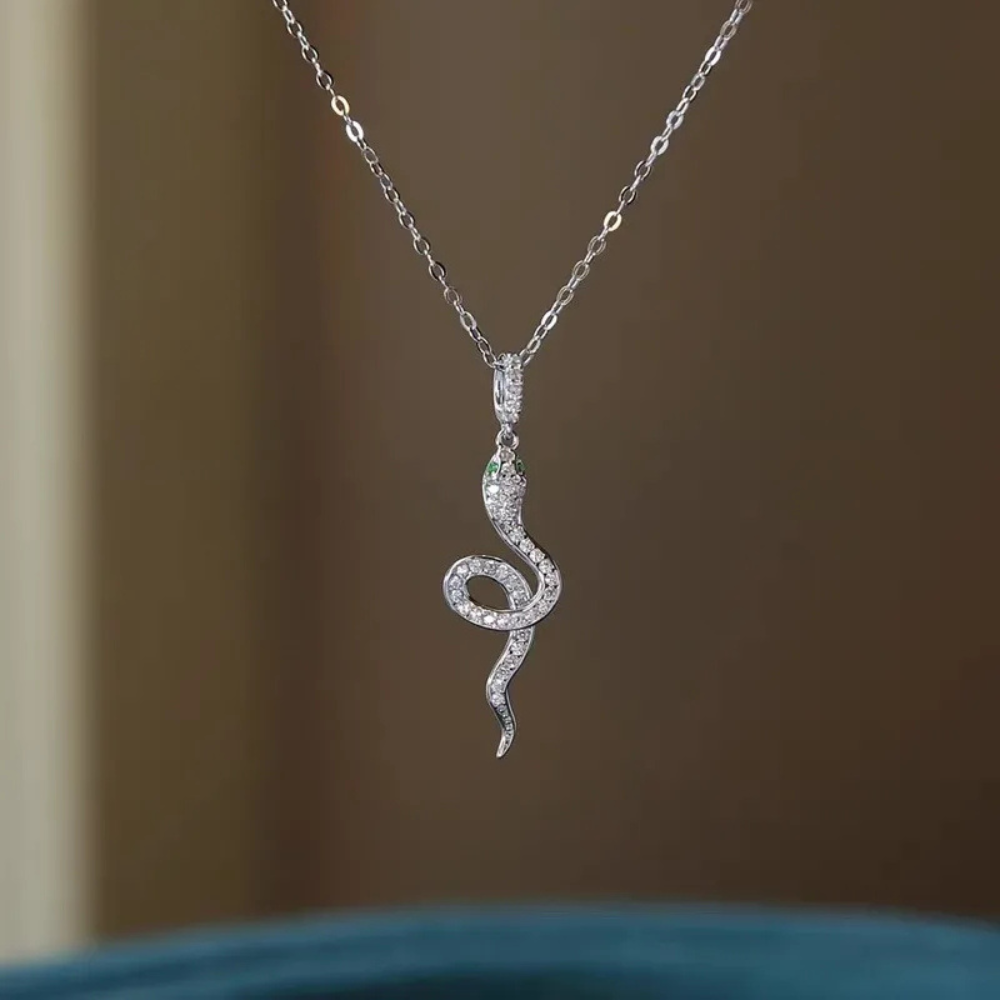 Collier Serpent Strass Argent diamant