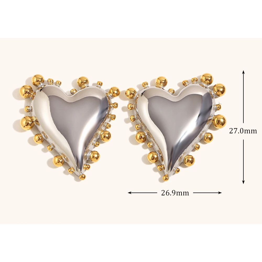 Boucles d'Oreilles Coeur Bicolore acier