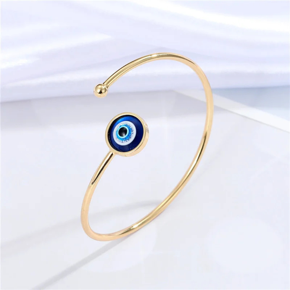 Bague Œil Bleu Rond or