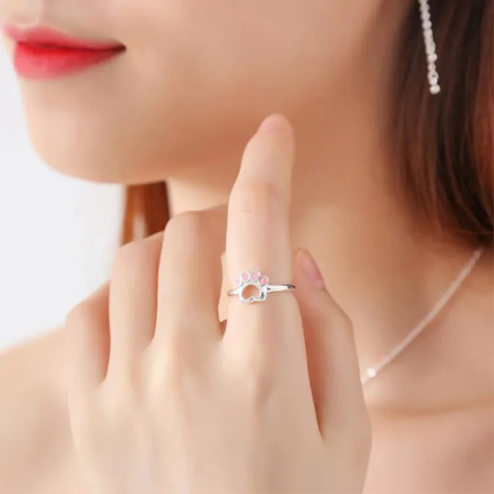 Bague Patte de Chien Rose femme