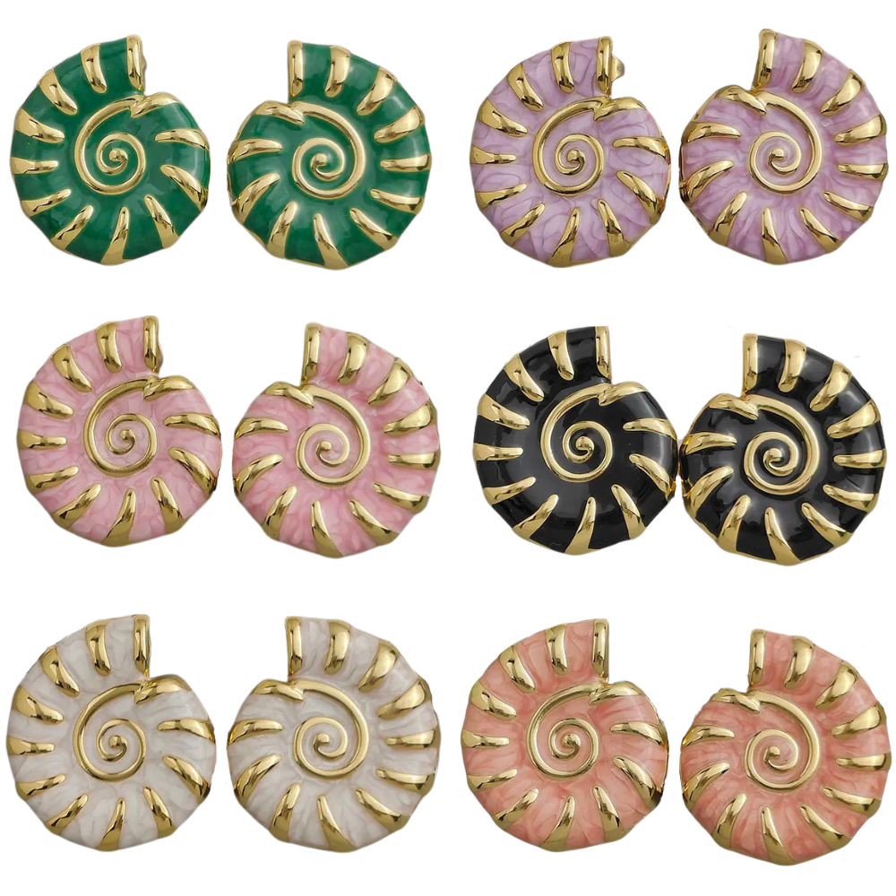 Boucles d'Oreilles Coquillage Or et Couleurs
