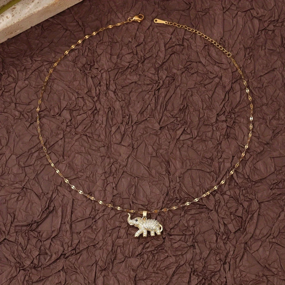 Collier Éléphant Brillant or