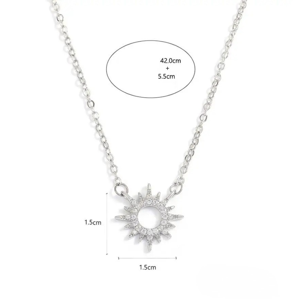 Collier Soleil Argent Brillant pendentif