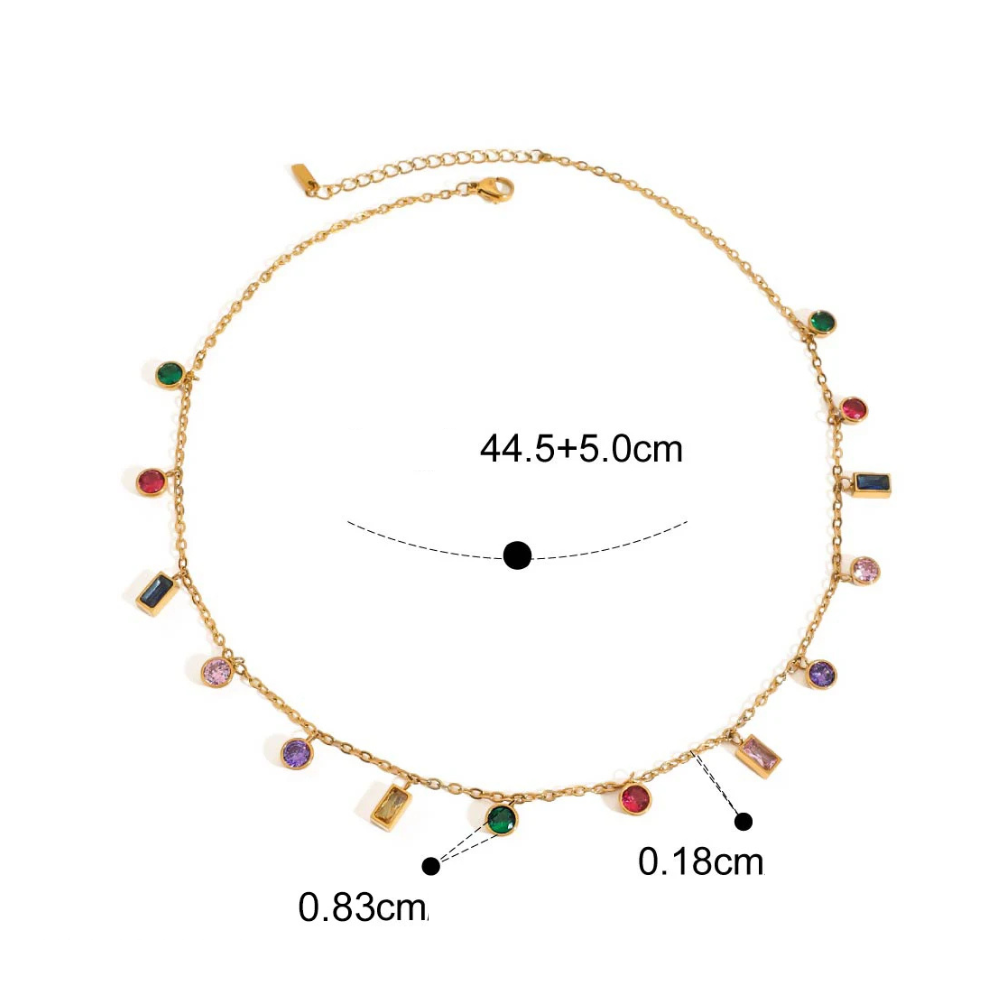 Collier Doré Pampilles Multicolores breloque