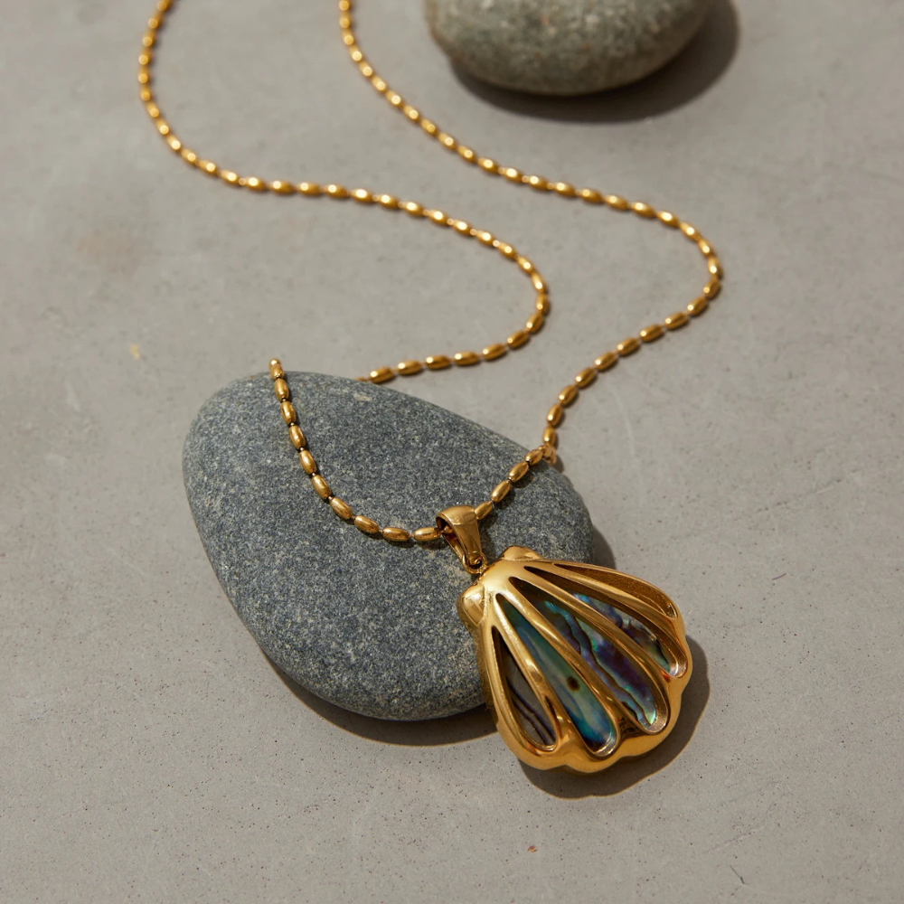 Collier Pendentif Coquillage Bleu