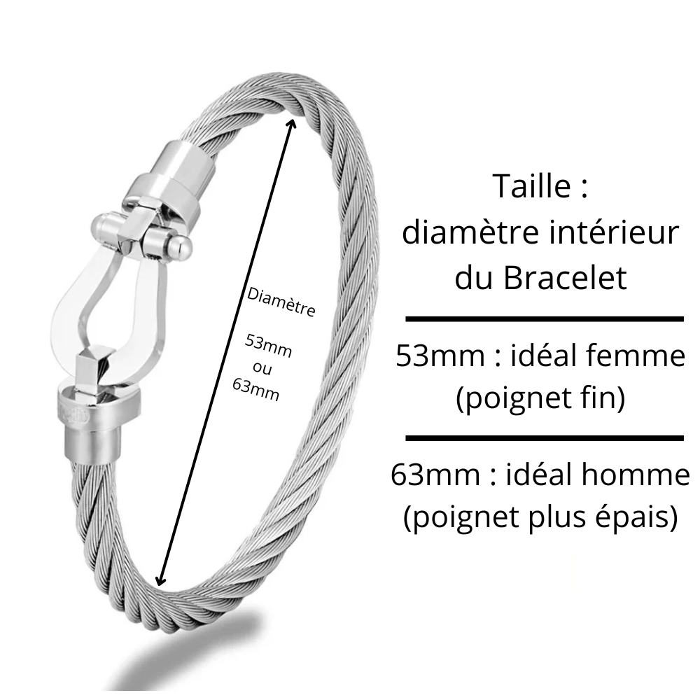 Bracelet Cable Acier Fer à Cheval taille