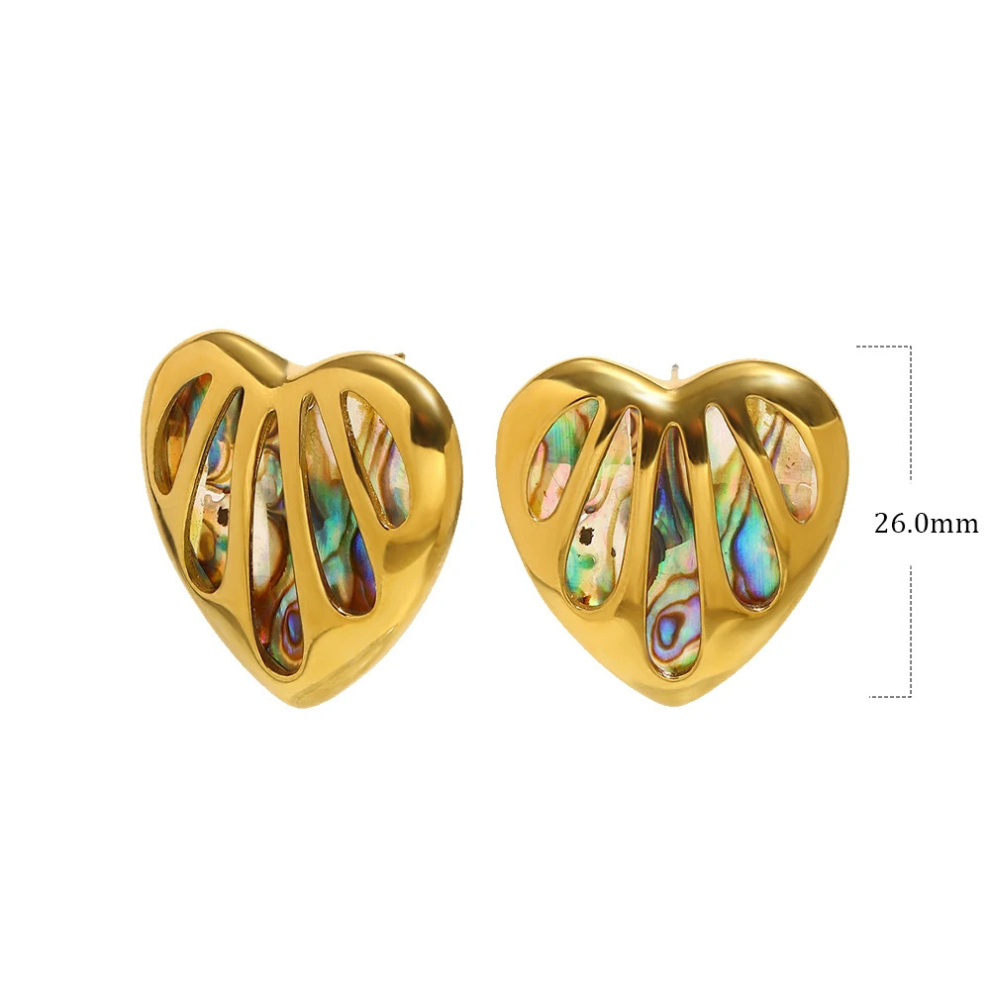 Boucles d'Oreilles Coeur Nacre Multicolore doré