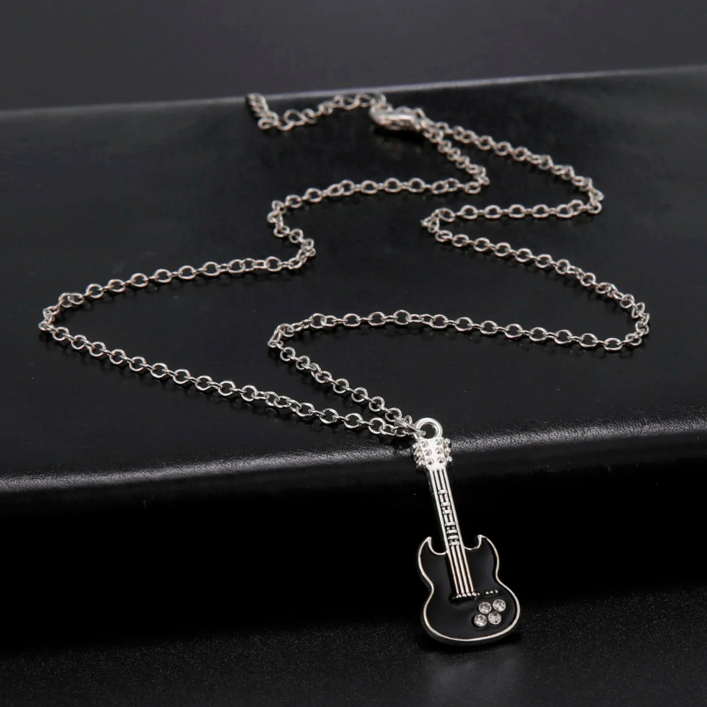 Collier pendentif Guitare Noire