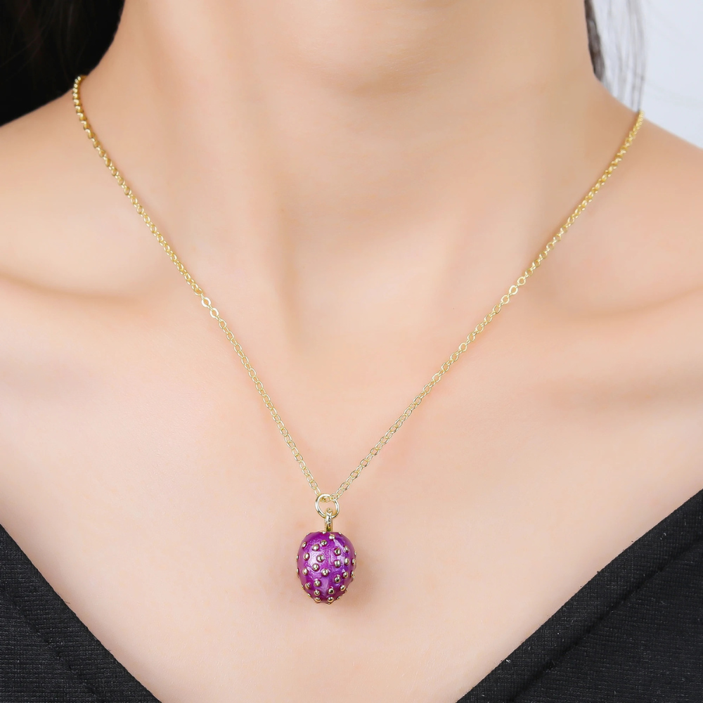 Collier Fraise Violette pendentif