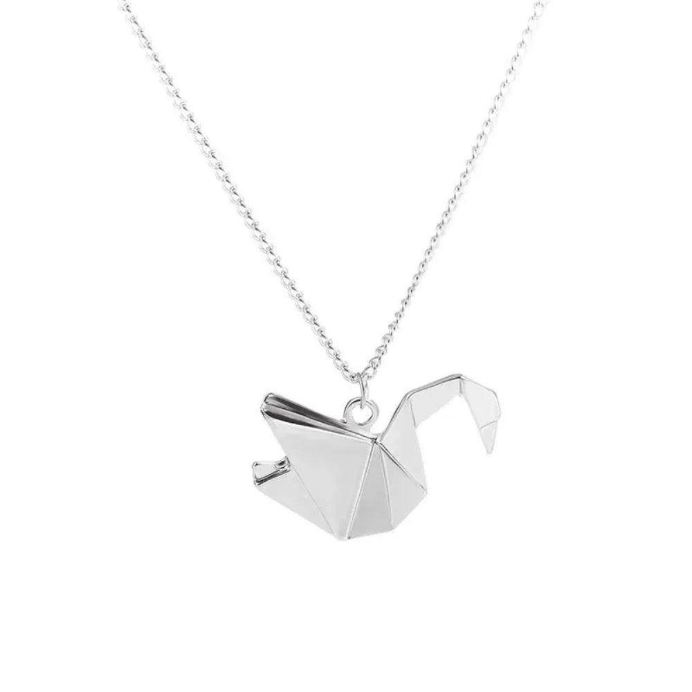 Collier Cygne en Papier argent