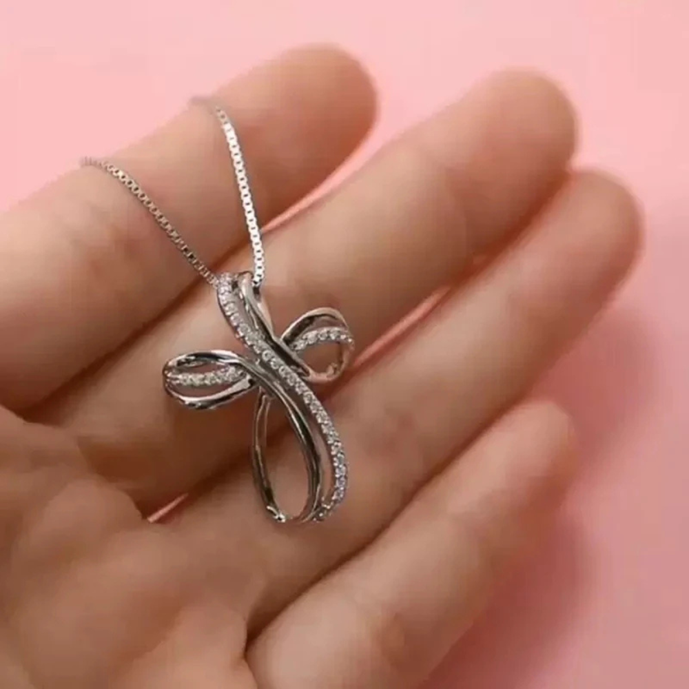 Collier Croix Argent et Brillants chaine