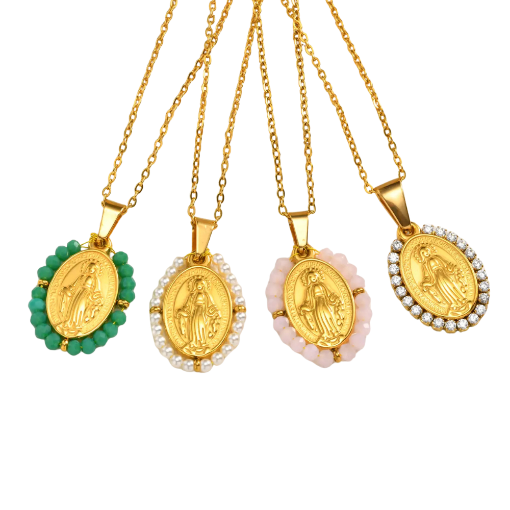 Collier Vierge Marie Perles