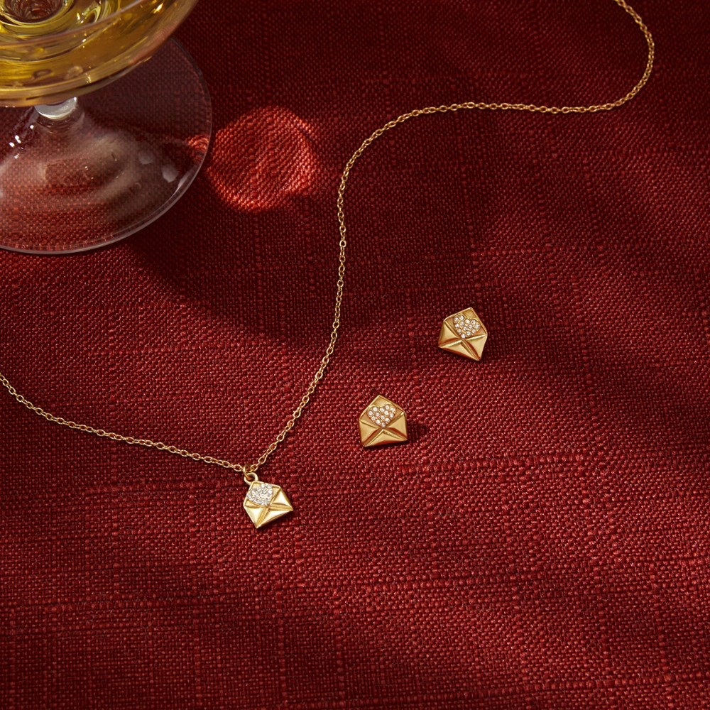 Collier Enveloppe Strass diamant