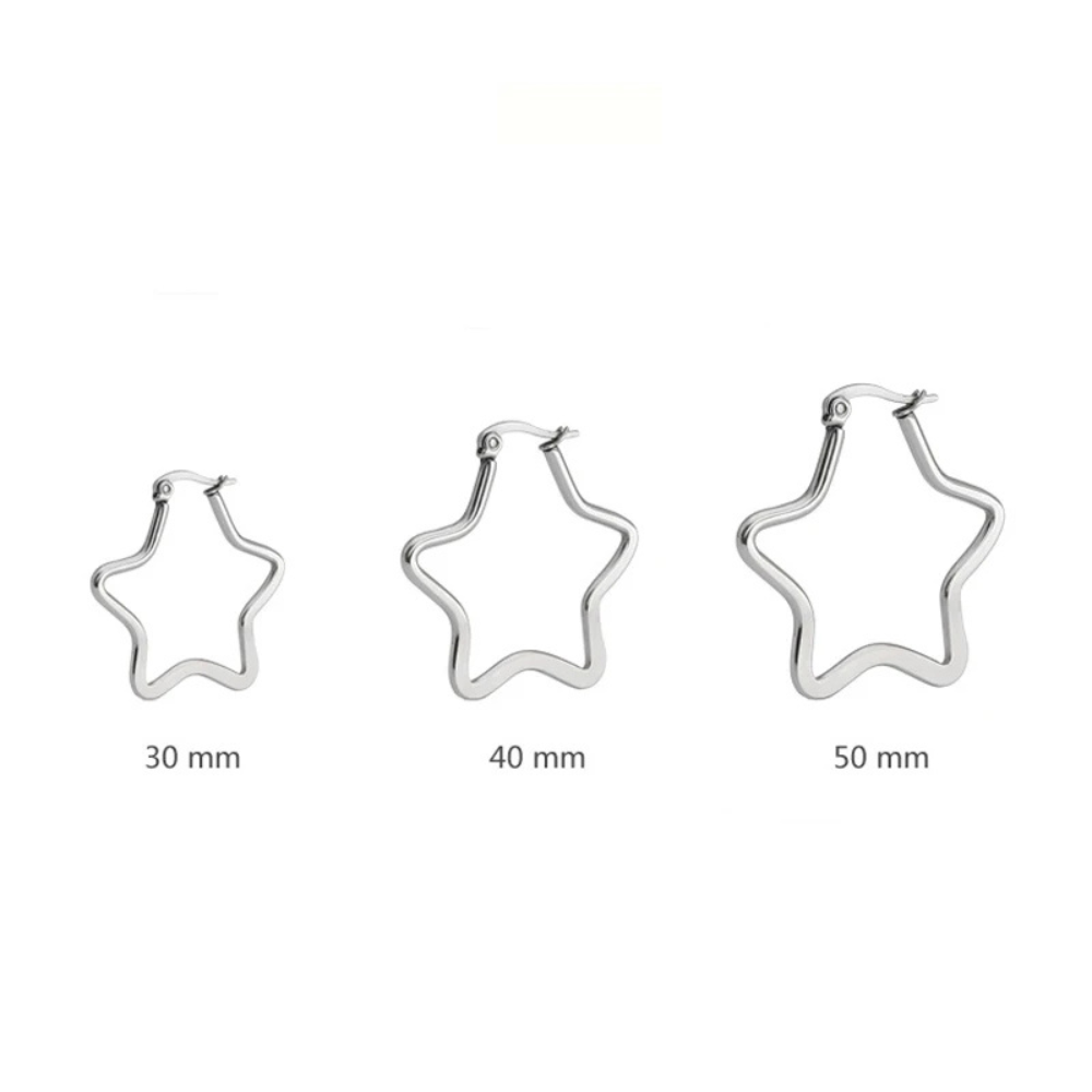 Boucles d'Oreilles Créoles Étoile taille
