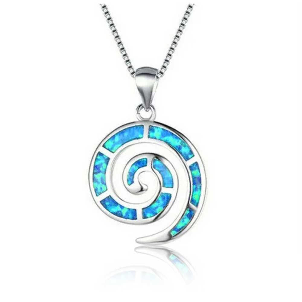 Collier Escargot Argent et Bleu