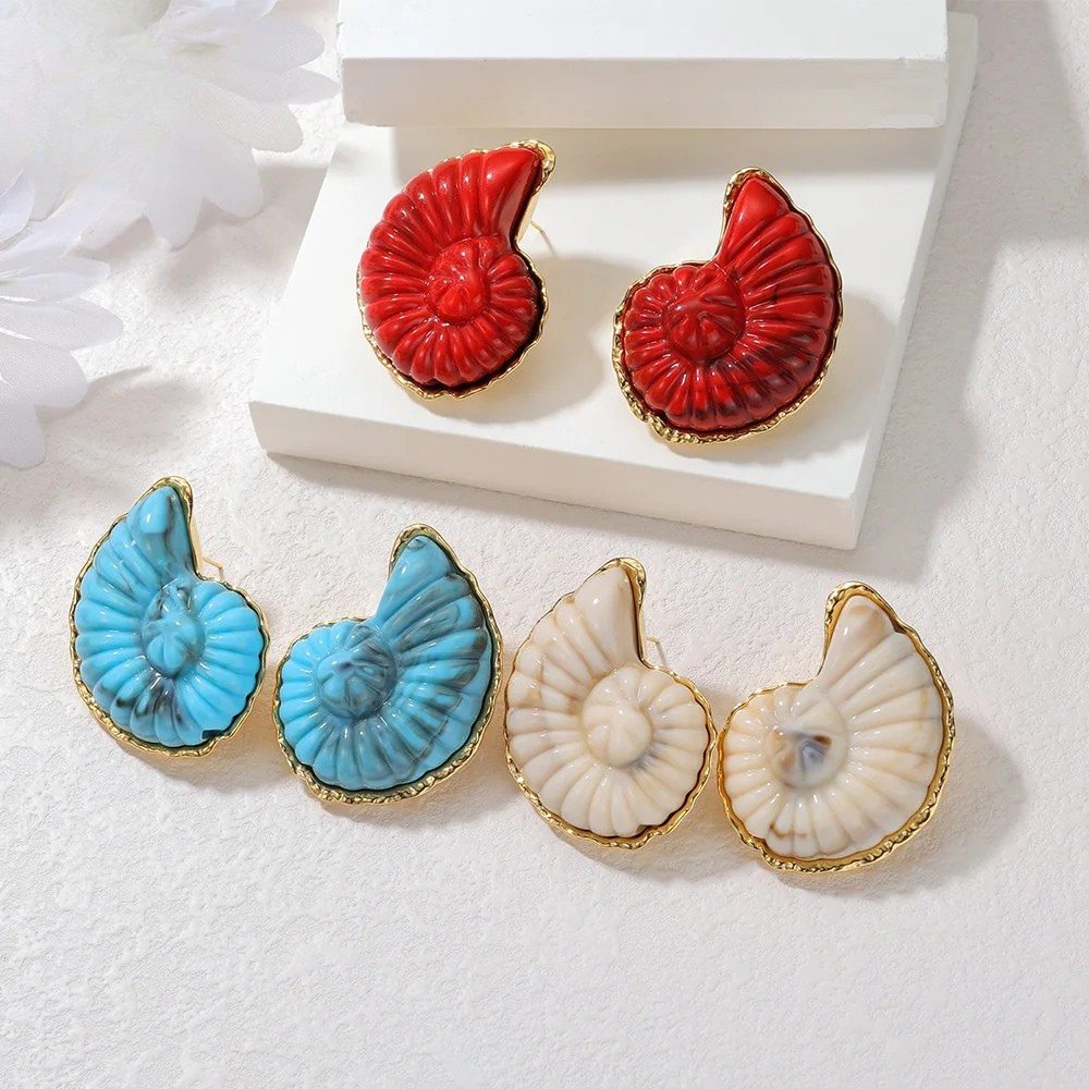 Boucles d'Oreilles Coquillage Ammonite doré