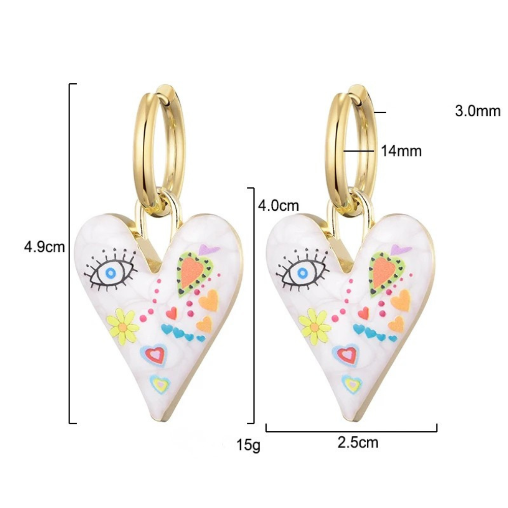 Boucles d'Oreilles Coeur Dessins or