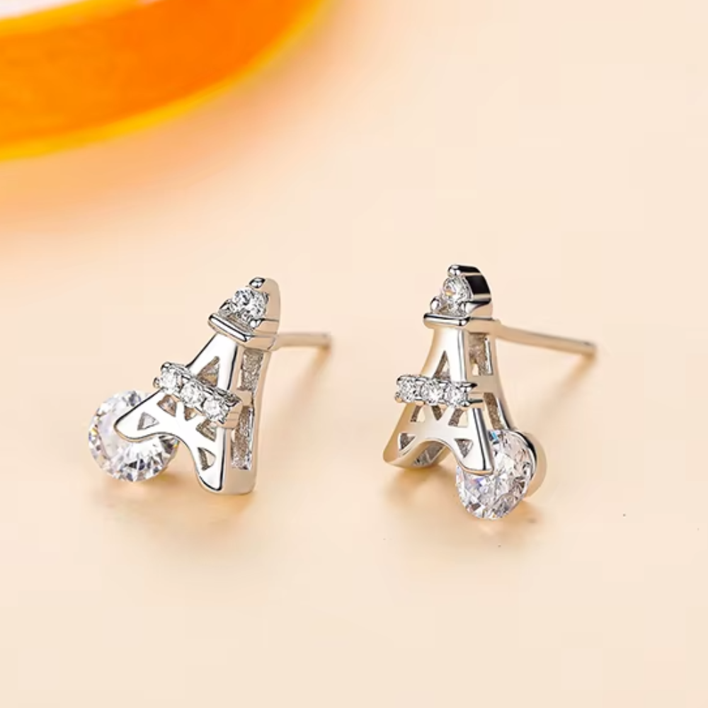 Boucle d'Oreilles Tour Eiffel Strass