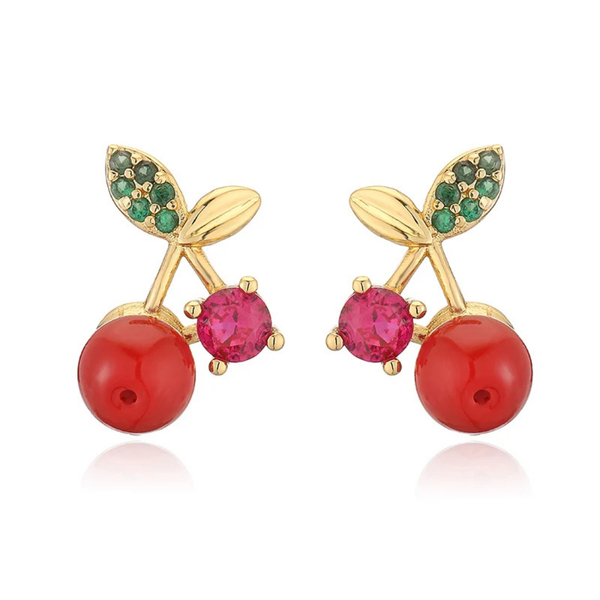 Boucles D'oreilles Pendantes Jade Rouge Cerise & Acier Inoxydable - Neuves, Crochets Acier