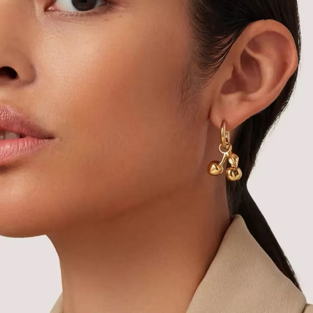 Boucles d'Oreilles Créoles Cerise pas cher