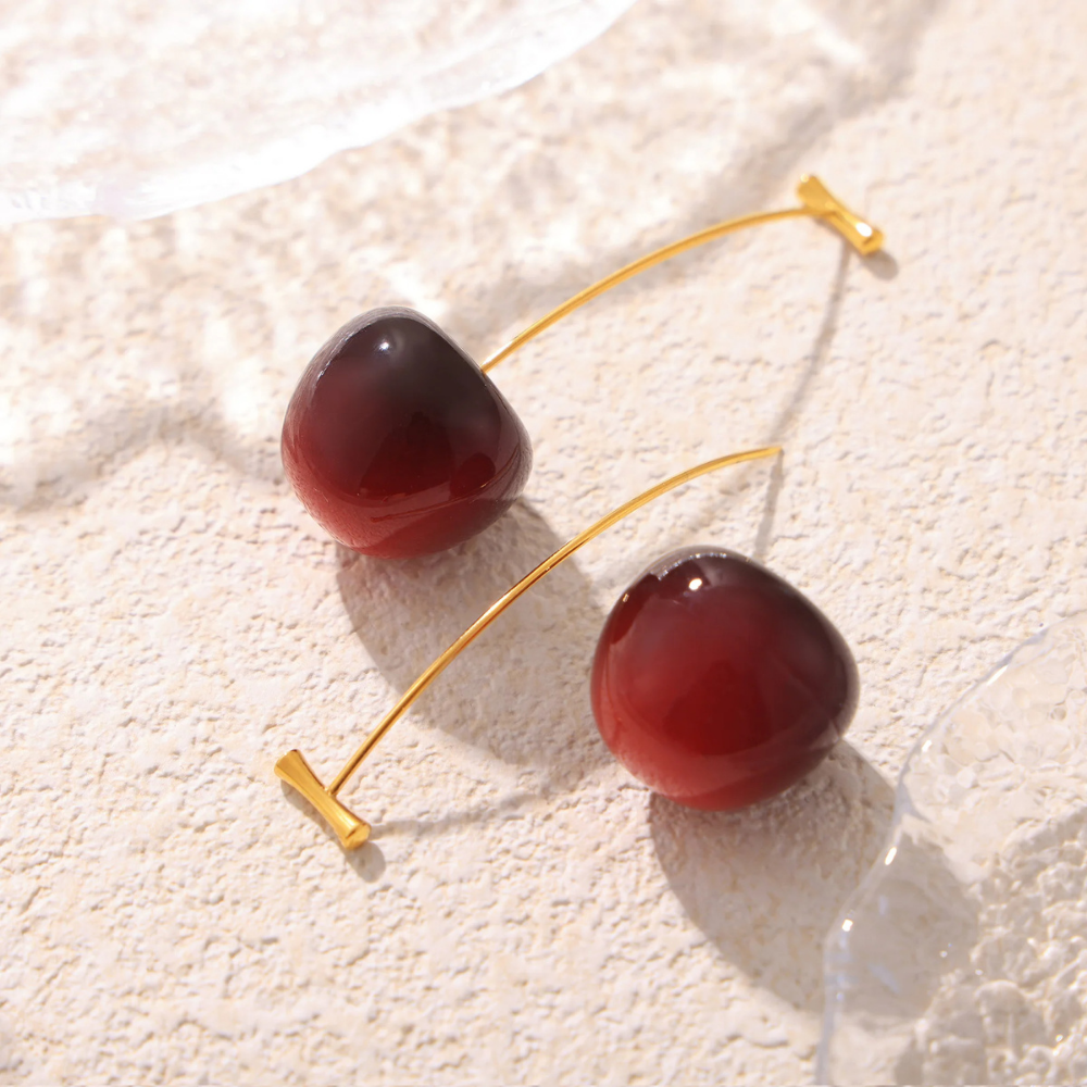 Boucles d'Oreilles Cerise Design pas cher