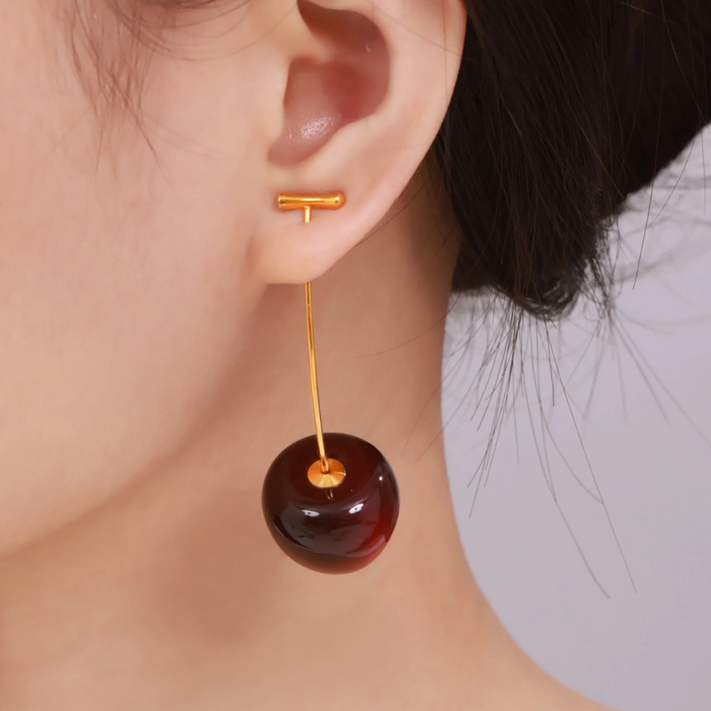 Boucles d'Oreilles Cerise Design pas cher