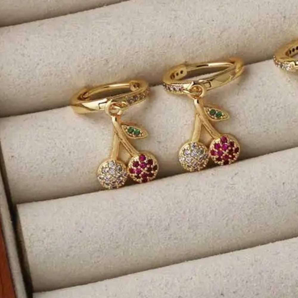 Boucles d'Oreilles Breloque Cerise pas cher