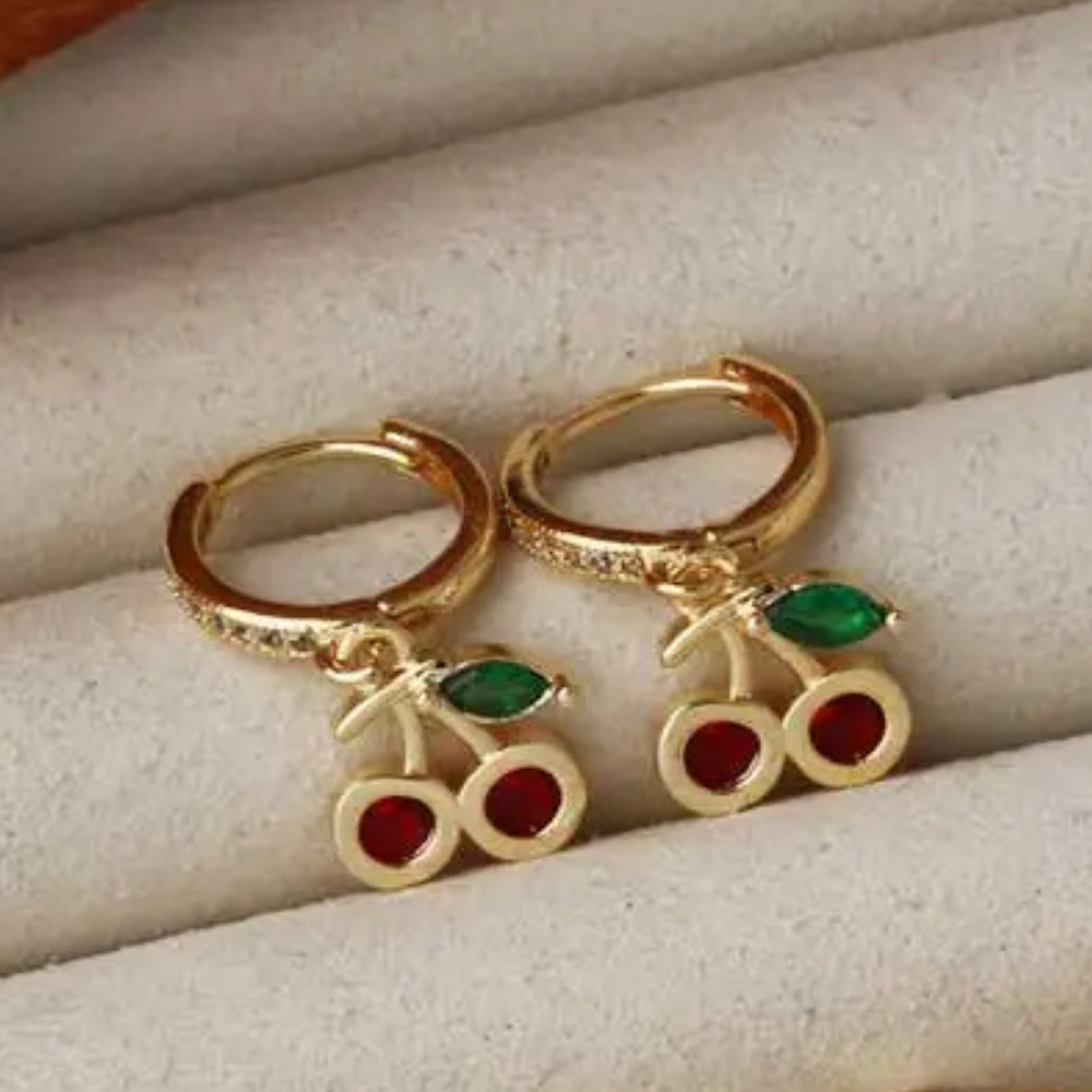 Boucles d'Oreilles Cerise Strass pas cher