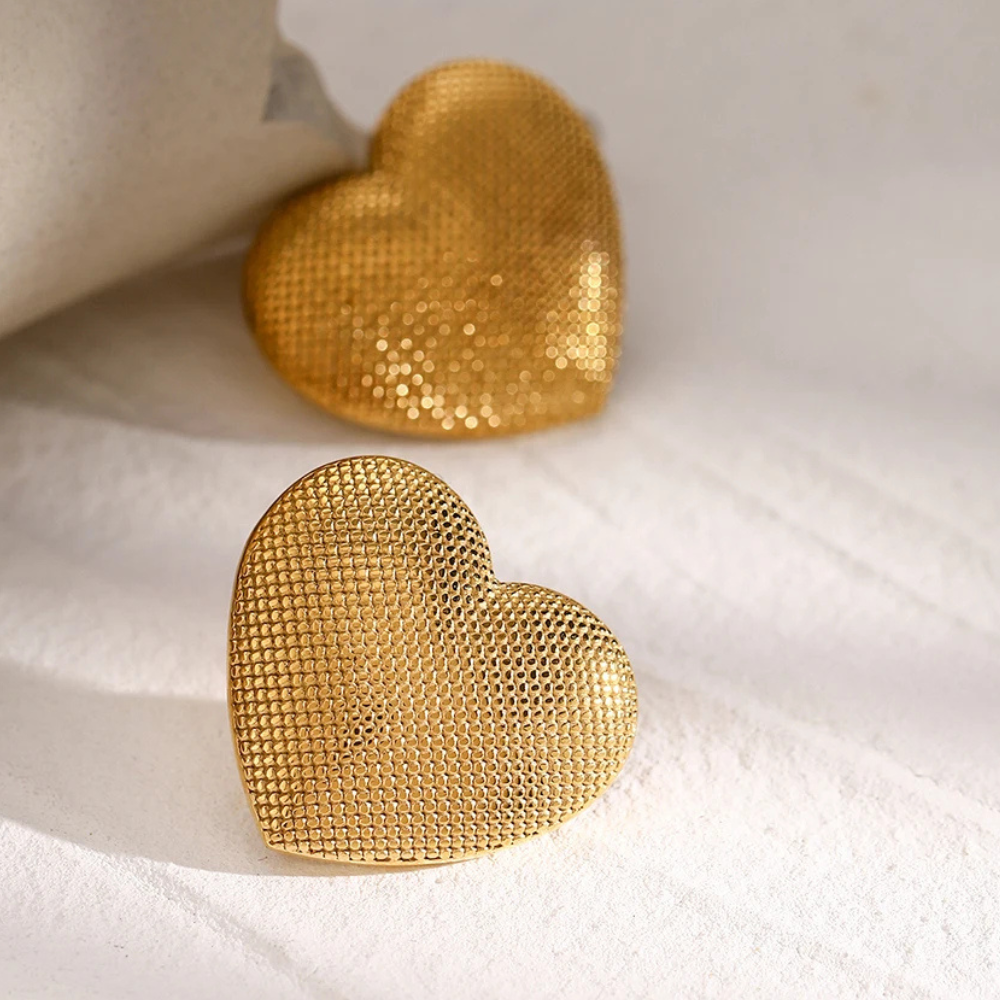 Boucles d'Oreilles Cœur Relief pas cher